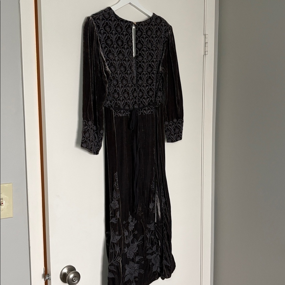 NEW Johnny Was Parina Long Velvet Dress Embroidered Purple Grey Small - Picture 10 of 10